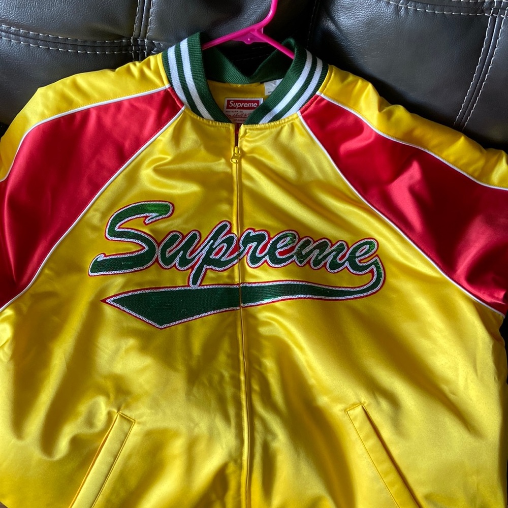 Supreme Mitchell & Ness Sequin Logo Varsity Jacket XL